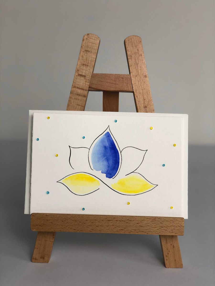 Lotusblüte, Blau-Gelb